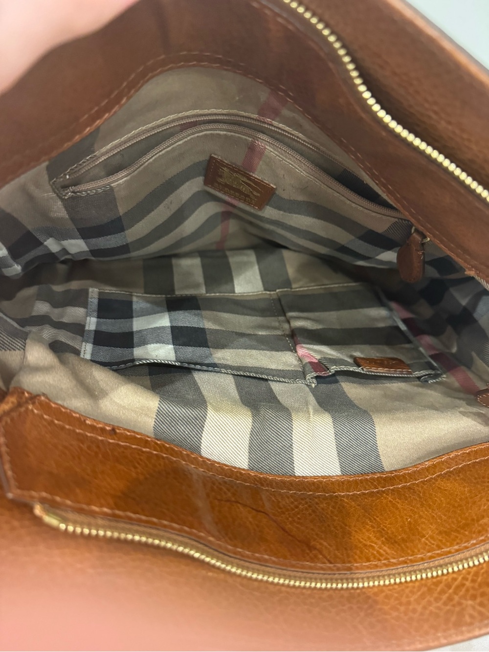 Burberry Brown Leather Top-Handle Backpack Tote with Gold Hardware - Picture 3 of 6